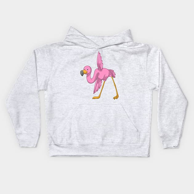 Flamingo at Yoga Stretching exercise Kids Hoodie by Markus Schnabel